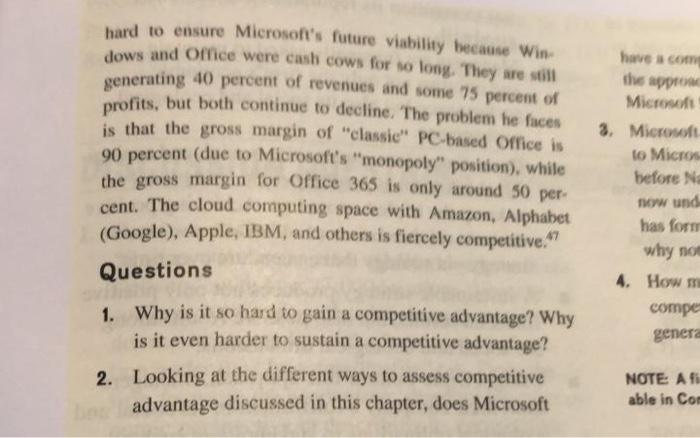Consider This CHAPTERCASE 5 GIVEN MICROSOFT'S