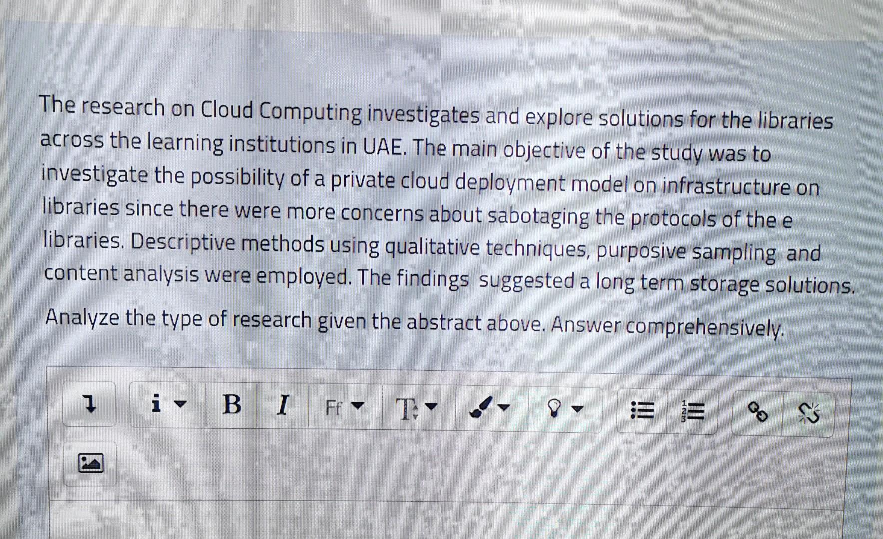 The research on Cloud Computing investigates and