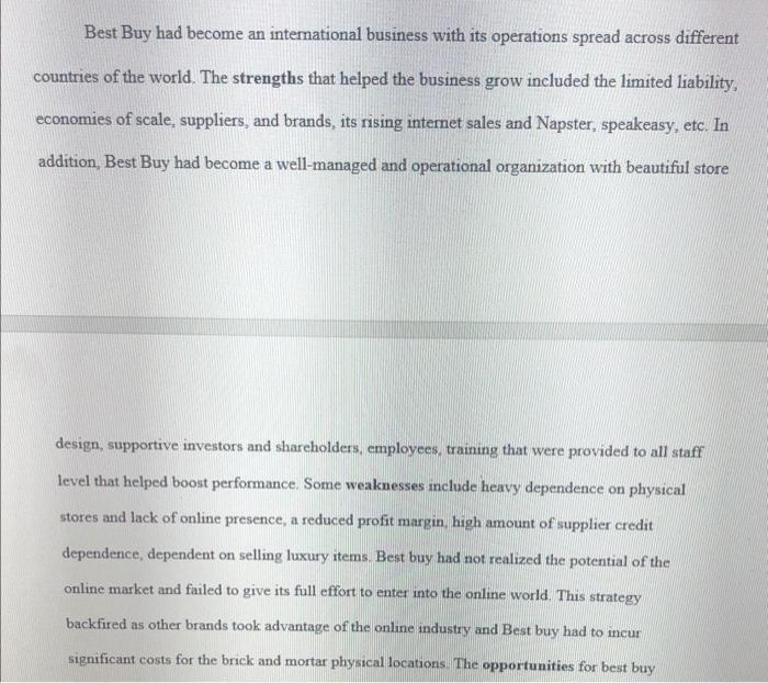 I need help in this strategic Management