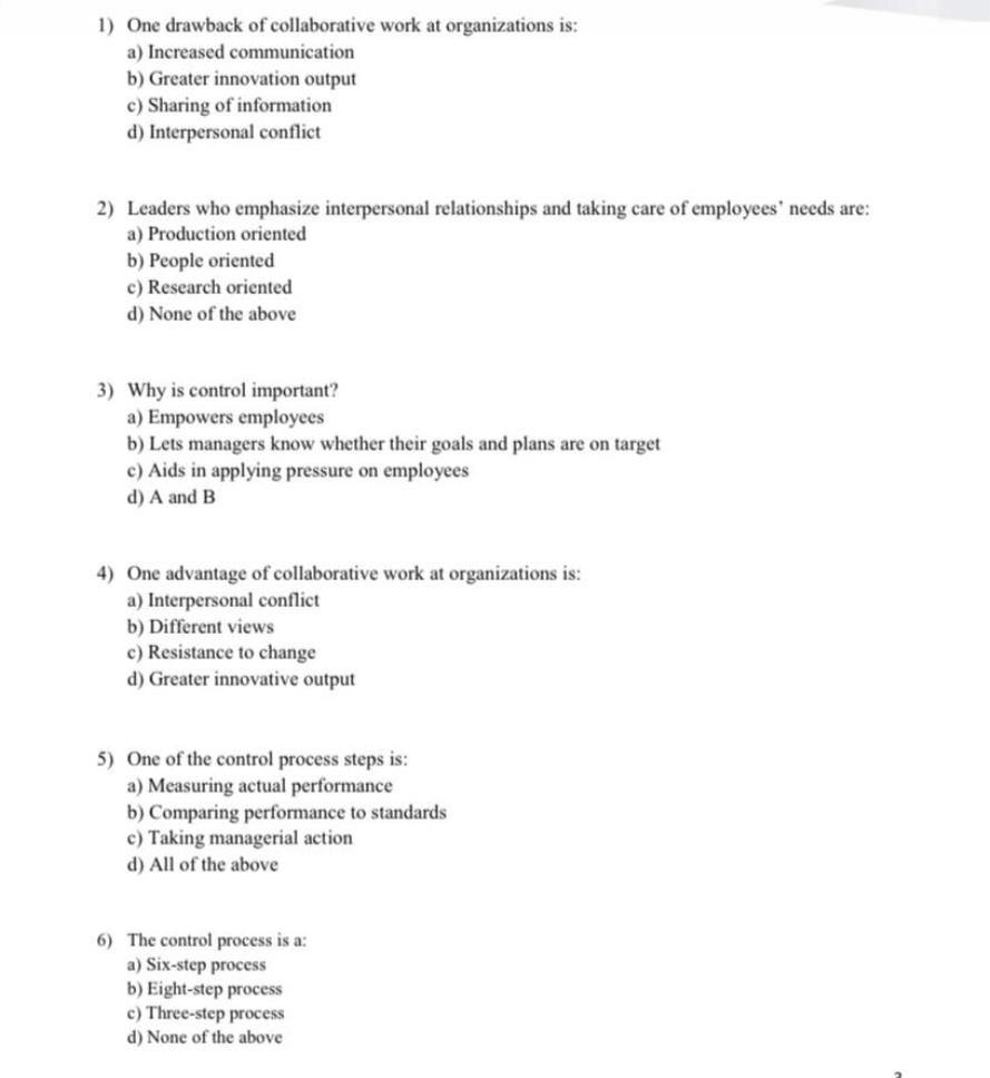 Choose the correct answer 1) One drawback of