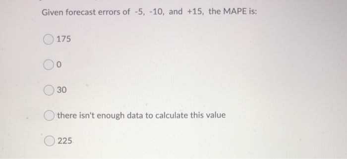 Calculate the Mean Absolute Deviation for the