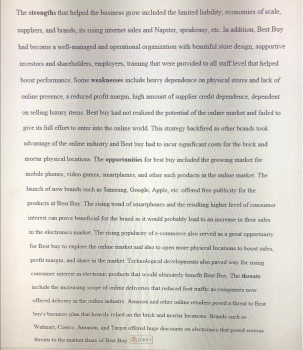 This is a strategic Management assignment. please