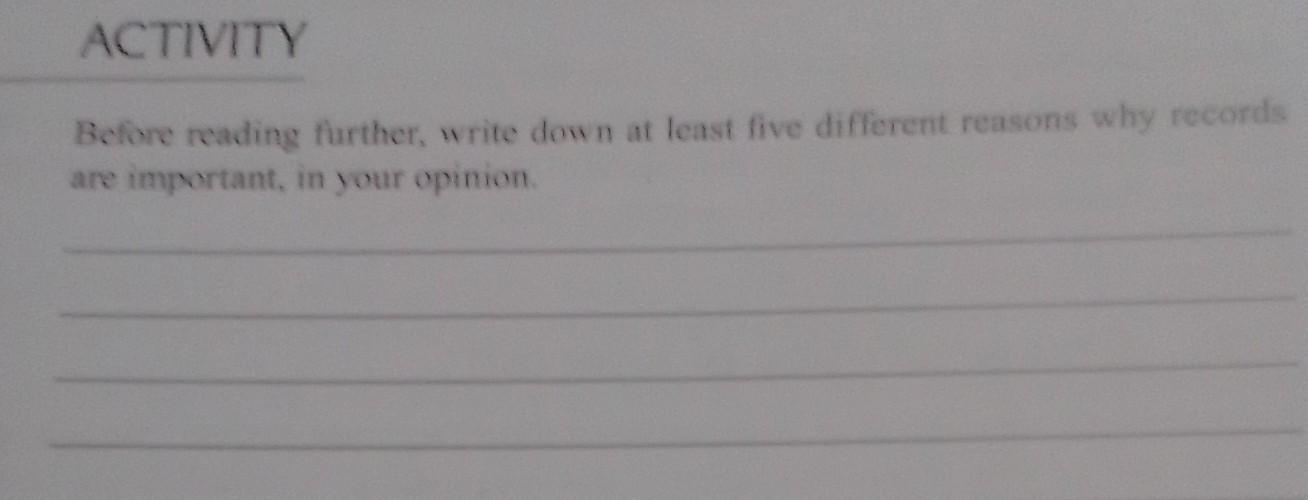 ACTIVITY Before reading further, write down at