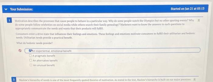 Your Submission: Started on Jan 21 at 05:13