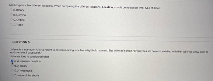 ABC corp has five different locations. When