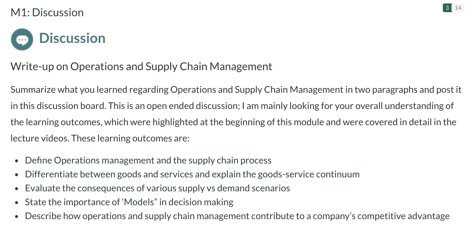3 14 M1: Discussion Discussion Write-up on