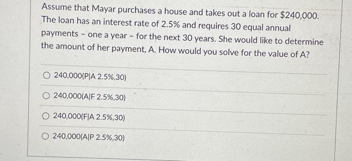 Assume that Mayar purchases a house and takes out