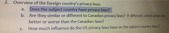 dvs. a. Does the subject country have privacy