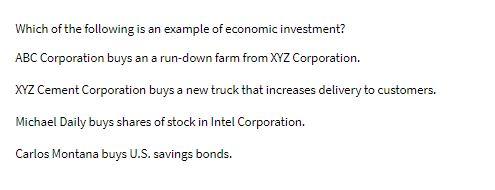 Which of the following is an example of economic