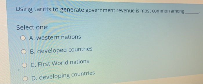 Using tariffs to generate government revenue is