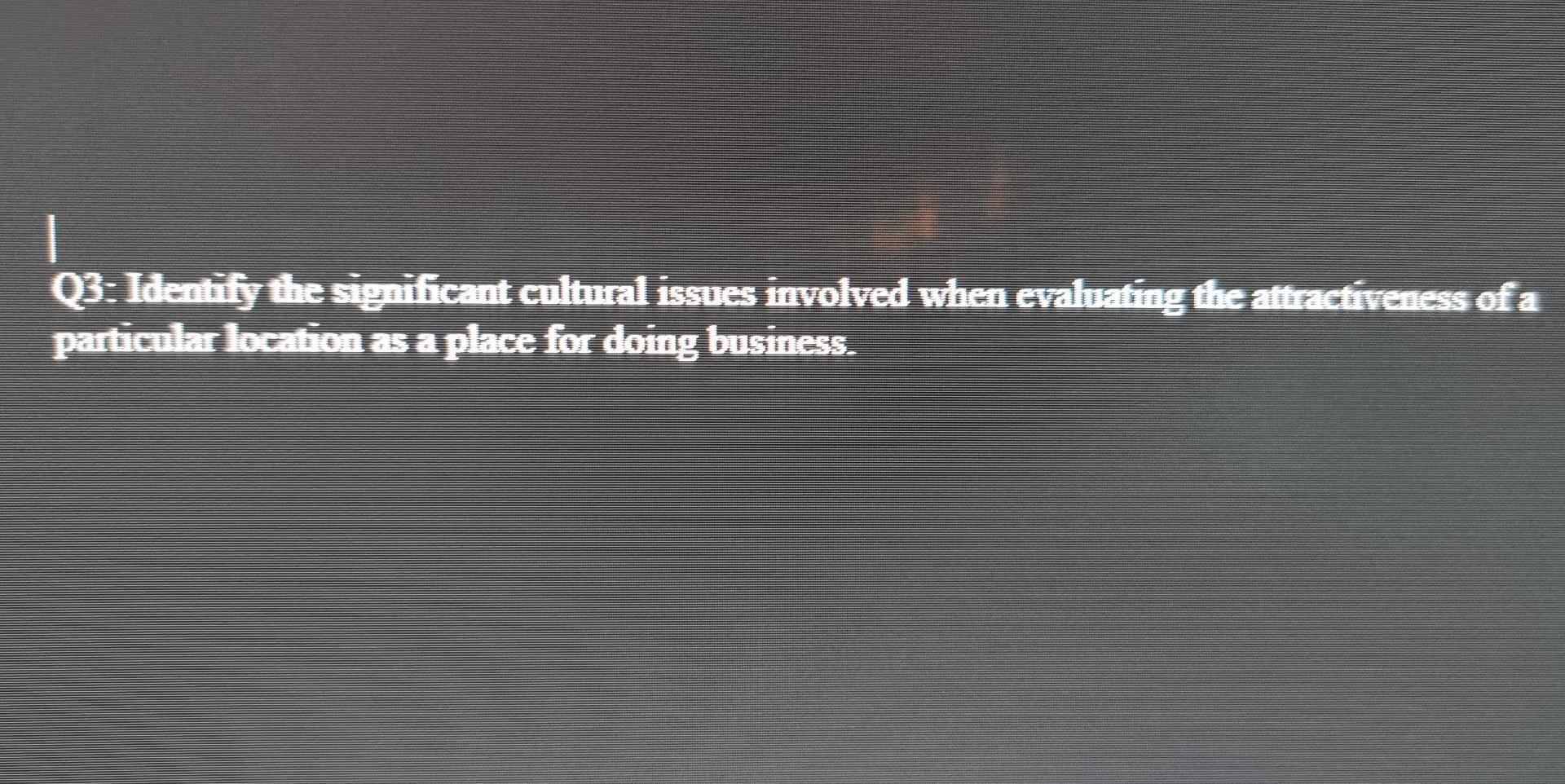I Q3: Identify the significant cultural issues
