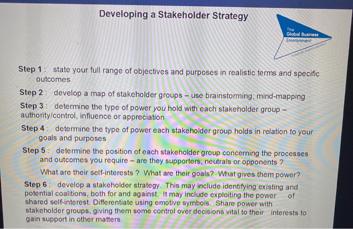 Developing a Stakeholder Strategy The Global