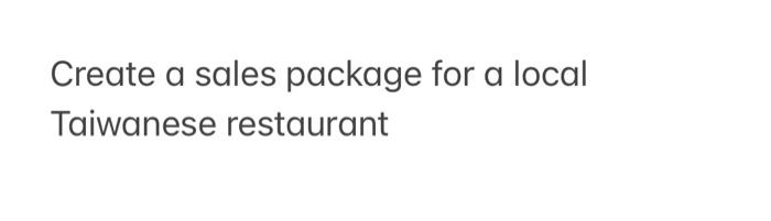 Create a sales package for a local Taiwanese