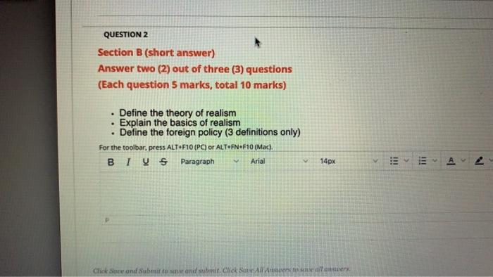 Foreign policy QUESTION 2 Section B (short
