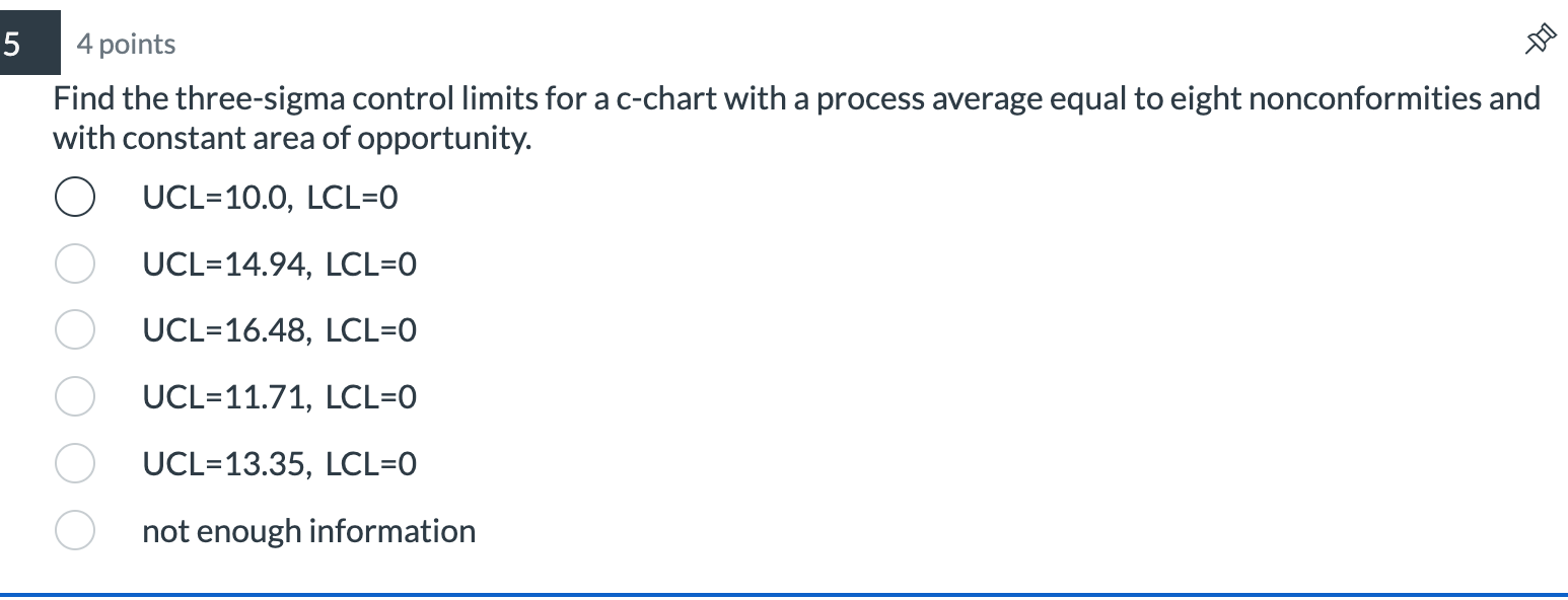 5 Doo 4 points Find the three-sigma control