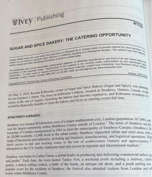 Case Study #4 Read the case study Sugar and Spice