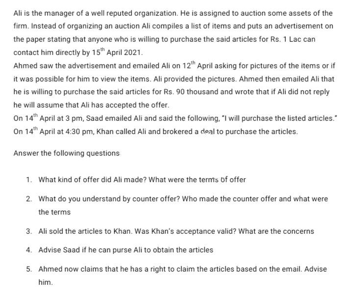 NOTE: Book name "The Contract Act, 1872". Please