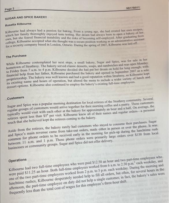 Case Study #4 Read the case study Sugar and Spice