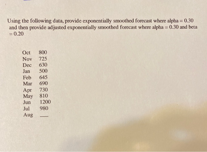 Show work please Using the following data,