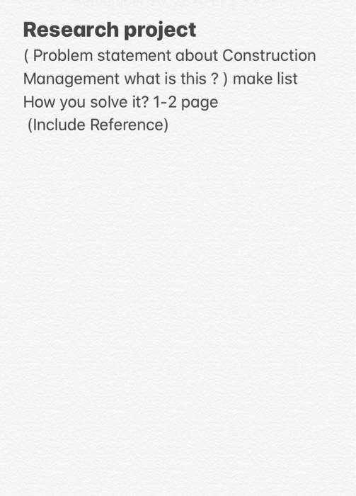 Research project ( Problem statement about