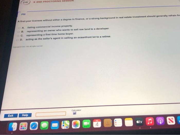 s! X END PROCTORING SESSION PSI A first year