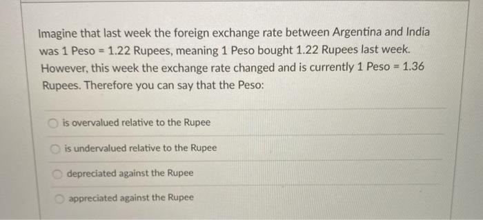 Imagine that last week the foreign exchange rate