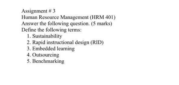 Assignment #3 Human Resource Management (HRM 401)