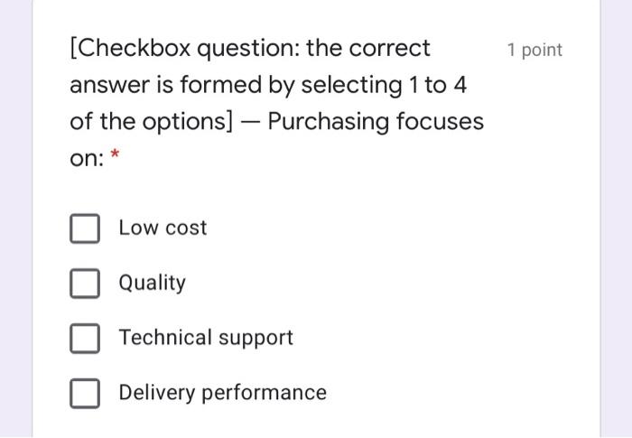 1 point [Checkbox question: the correct answer is