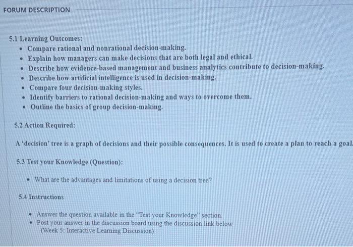 5.1 Learning Outcomes: - Compare rational and