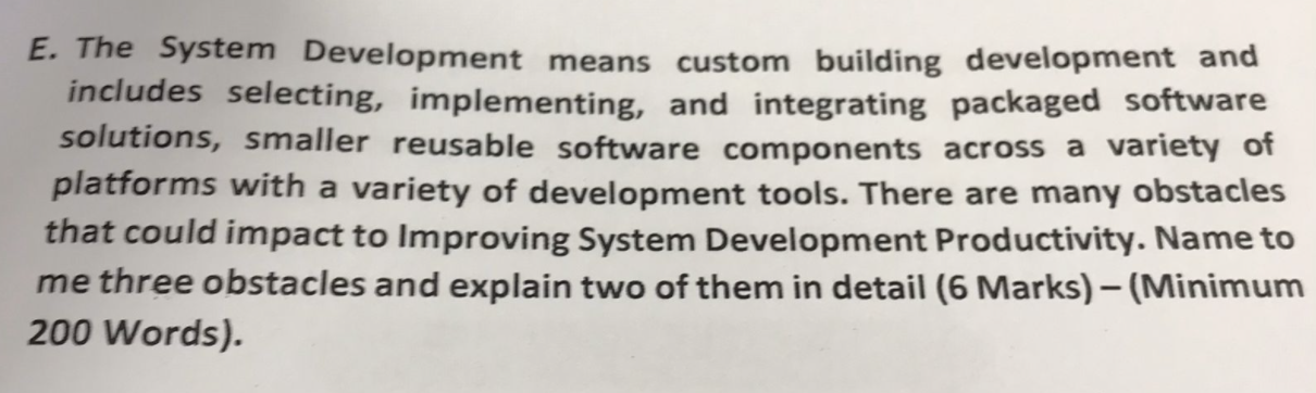 Help needed ! Thanx E. The System Development