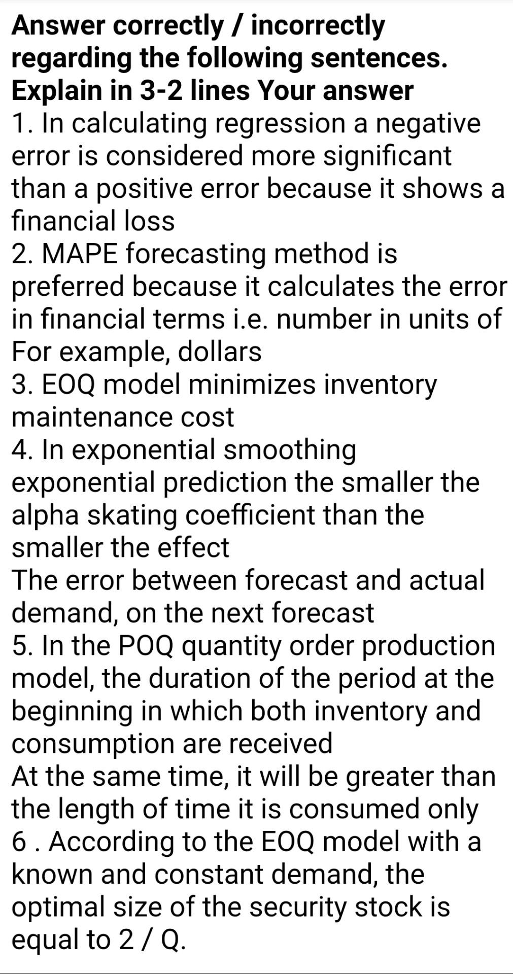 Answer correctly / incorrectly regarding the