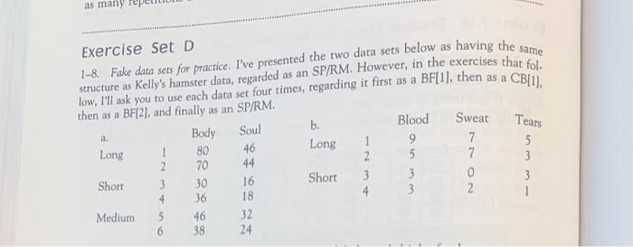 as many CB(1), 1-8 Fake data sets for practice.
