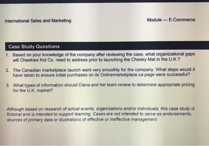 case study International Sales and Marketing