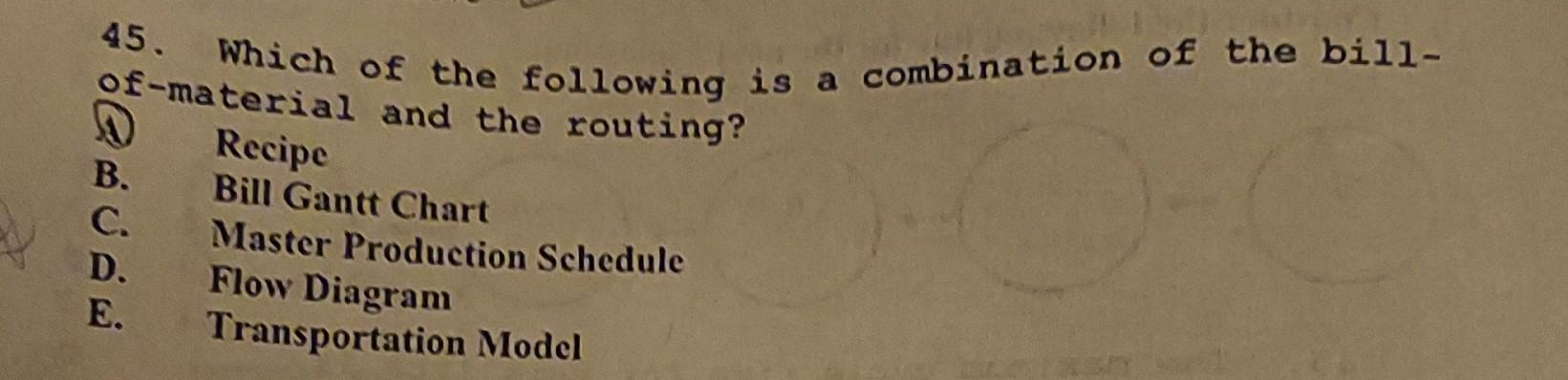 W.100 Consider the following for question 6: