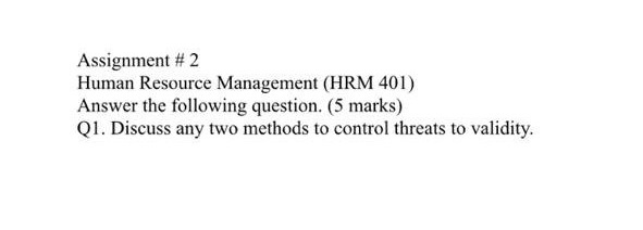 Assignment #2 Human Resource Management (HRM 401)