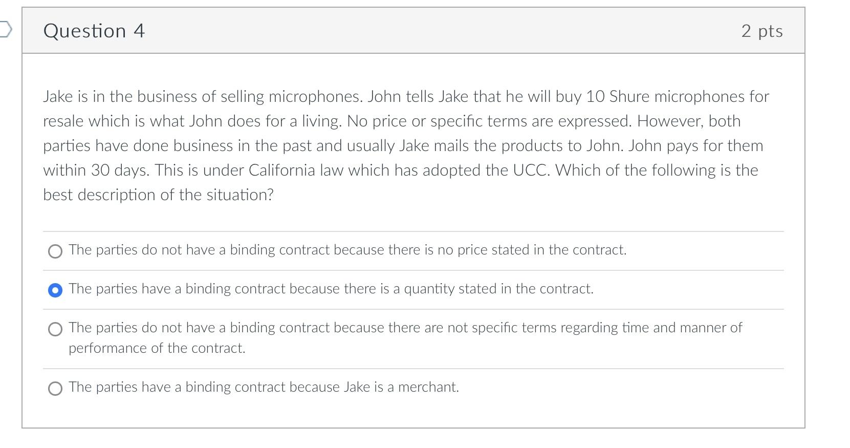 pls help asapp Question 6 1 pts a A contract is