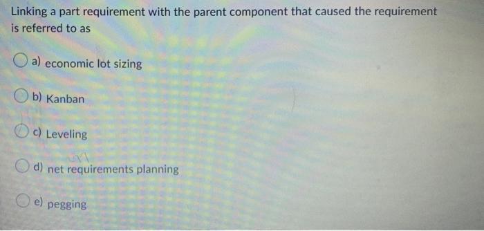 Linking a part requirement with the parent