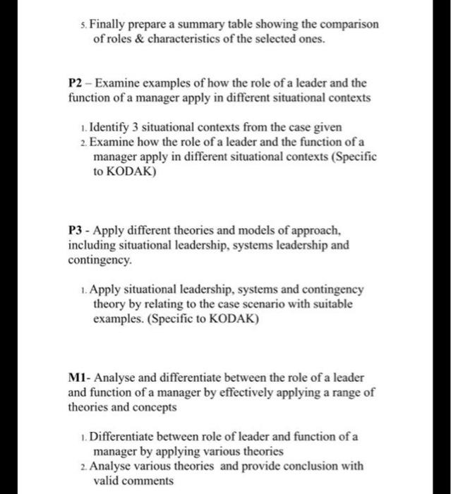 s. Finally prepare a summary table showing the