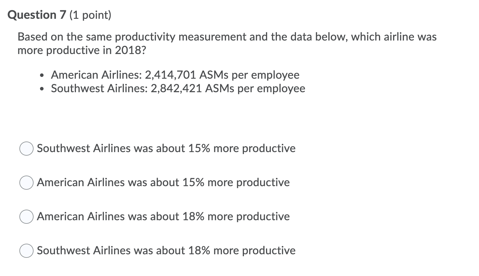 Question 7 (1 point) Based on the same