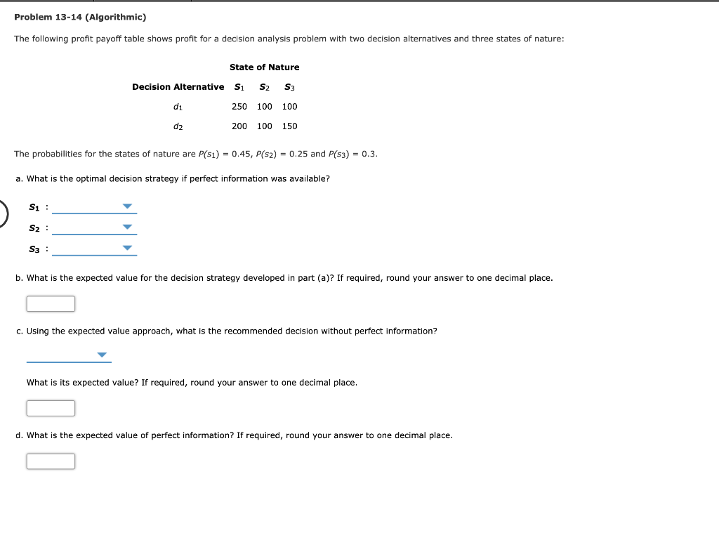 Problem 13-14 (Algorithmic) The following profit
