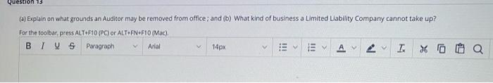 Ion 15 (a) Explain on what grounds an Auditor may