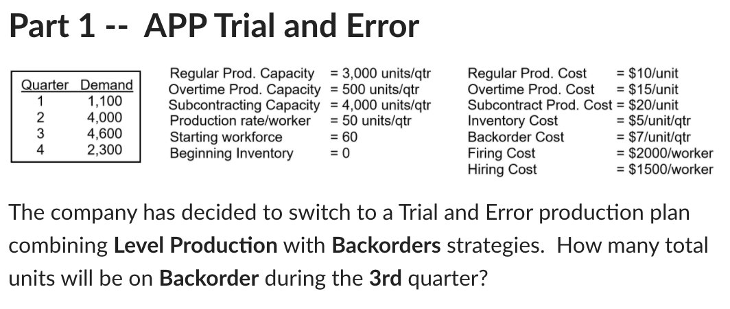 Part 1 -- APP Trial and Error Quarter Demand 1