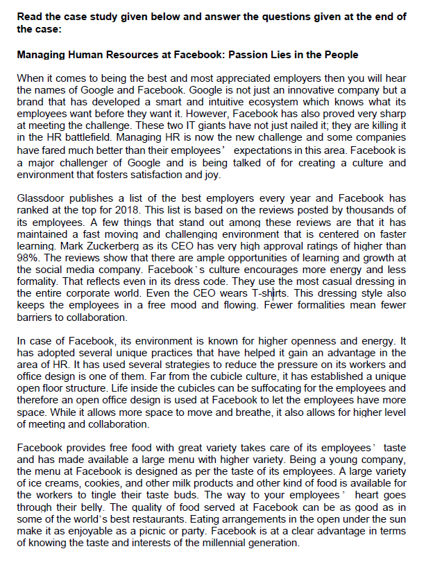 Managing Human Resources Question 1 Describe FIVE