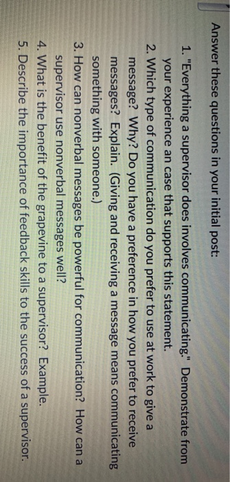 Answer these questions in your initial post: 1.