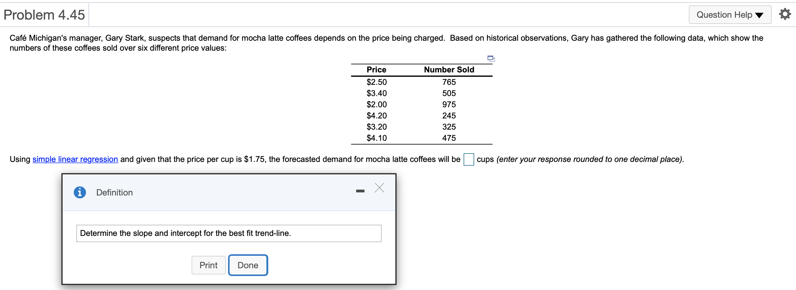Problem 4.45 Question Help Caf Michigan's