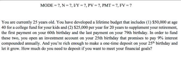 MODE = ?, N = ?, I/Y = ?, PV = ?, PMT = ?, FV = ?