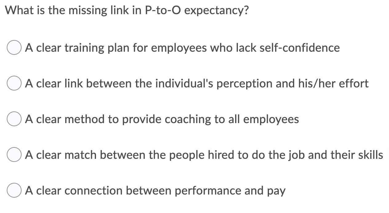 What is the missing link in P-to-O expectancy? A