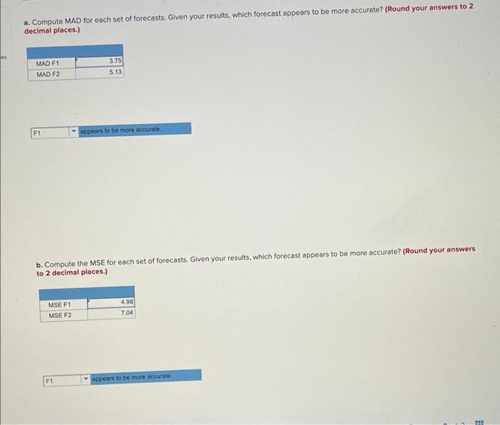 Problem 3-21 (Algo) Two different forecasting