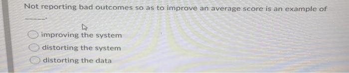 Not reporting bad outcomes so as to improve an