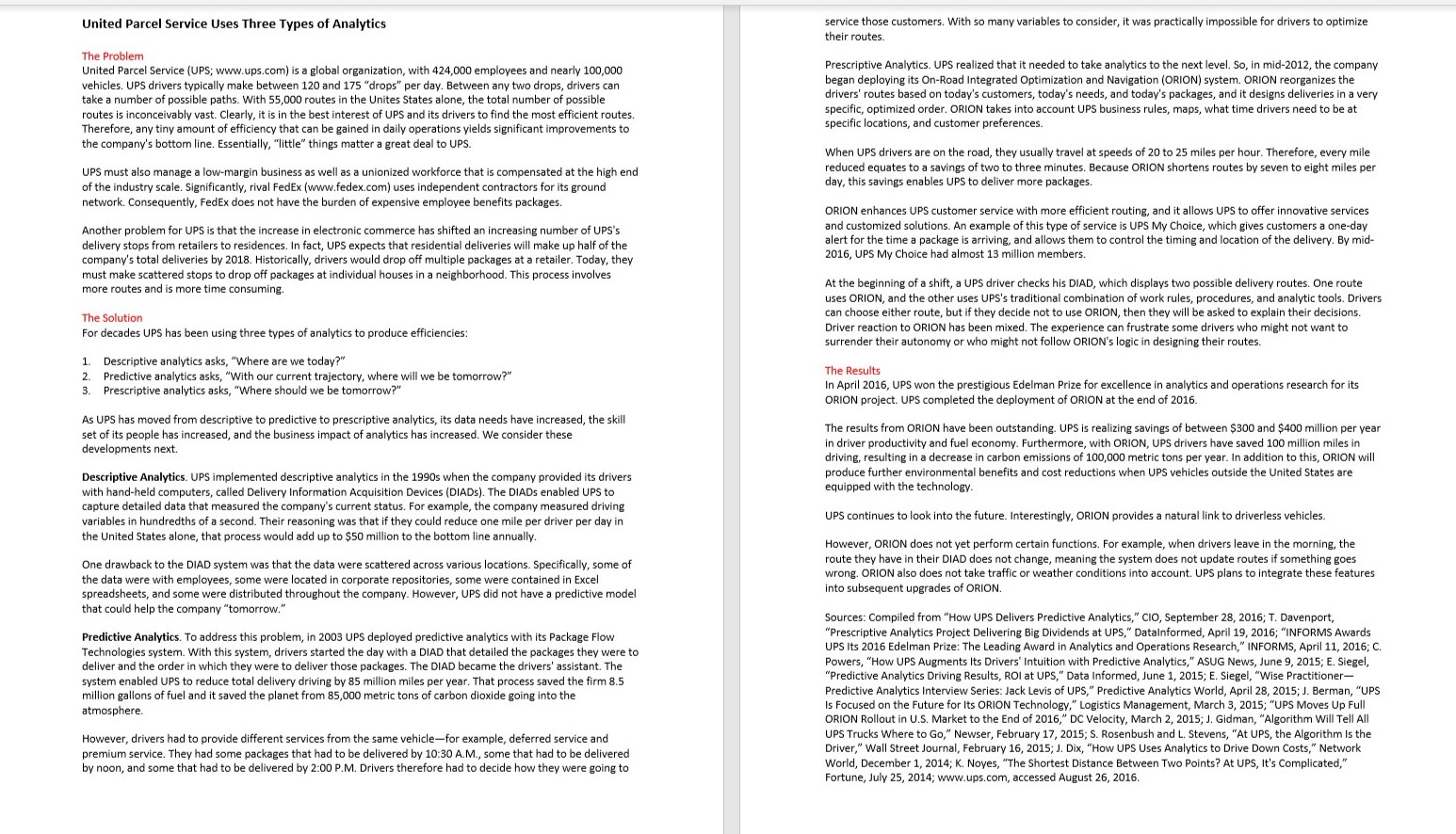 Answer question 2 and 3 United Parcel Service